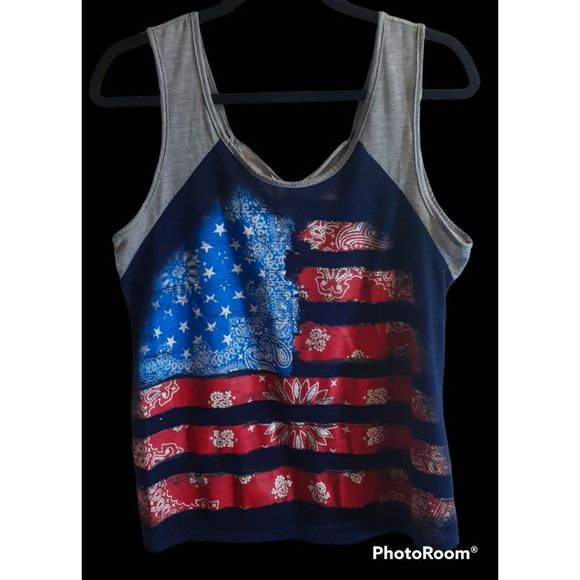 Tank Top by Made In The USA, Navy Blue size M, Flag - Picture 1 of 4